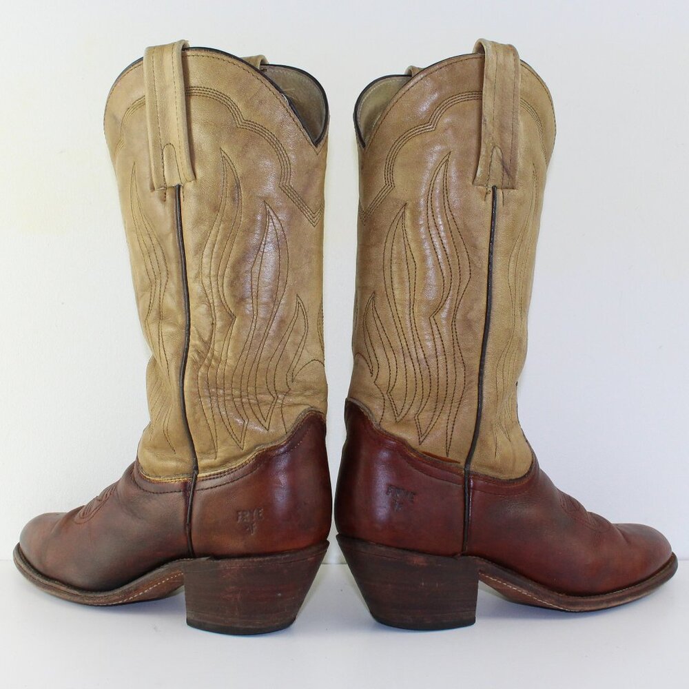 Frye Two Tone Leather Western Cowboy Boots Women (6.5 US)